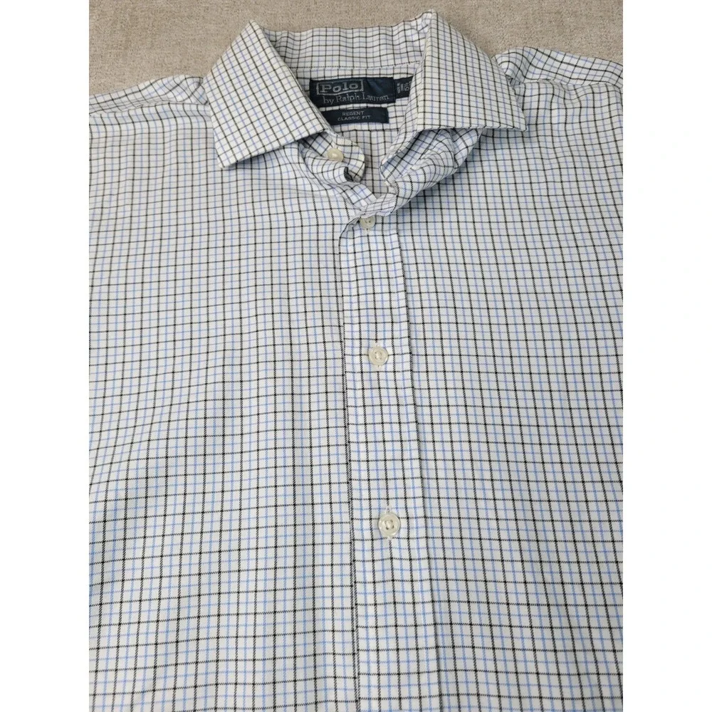 Polo Ralph Lauren Button Down Shirt Mens‎ 15.5 Blue Check Regent Classic Fit